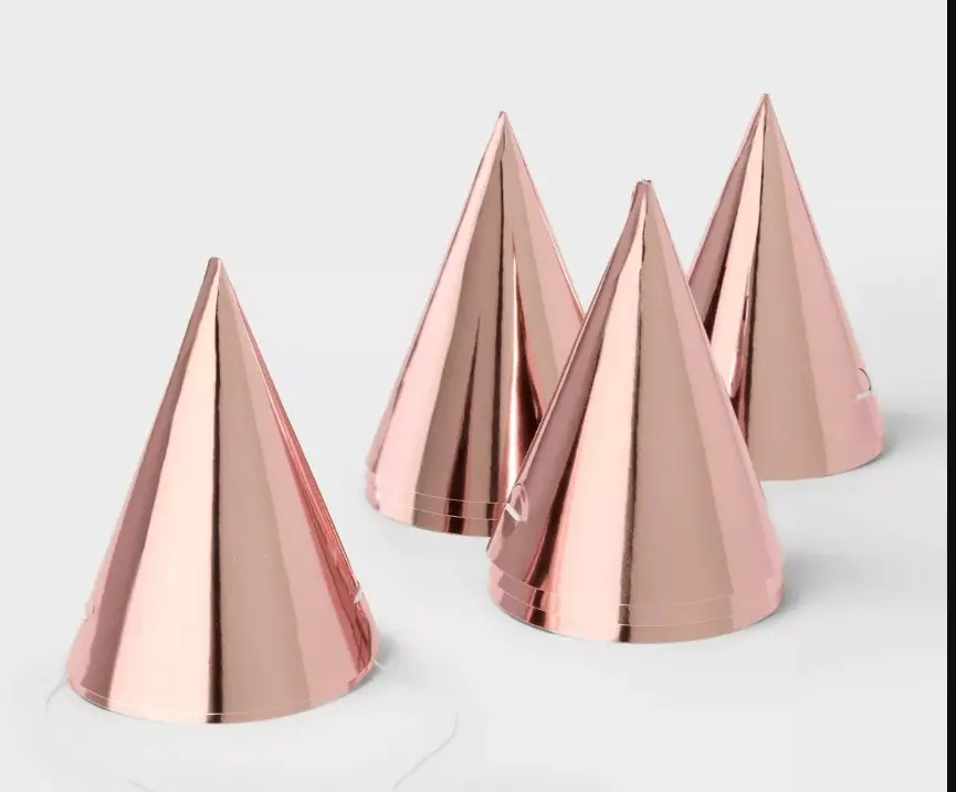 10ct 5" Metallic Foil Party Hats Rose Gold - Spritz 10ct 5" Metallic Foil Party Hats Rose Gold - Spritz -  Gorro Cumpleaños