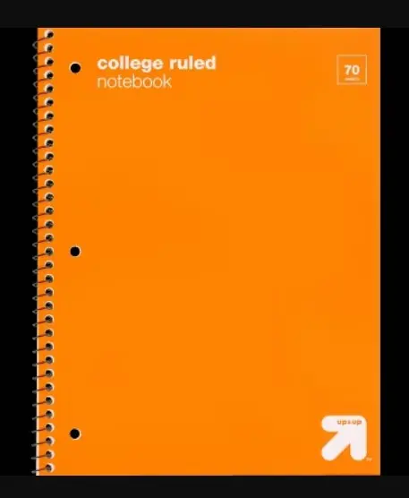 College Ruled Orange/Yellow 1 Subject Flexible Plastic Cover Spiral Notebook