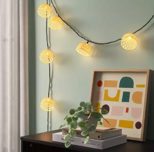 [https://www.target.com/p/natural-woven-string-lights-natural-wood-room-essentials-8482/-/A-89638852] LED String Lights with Clear Bulbs - Room Essentials